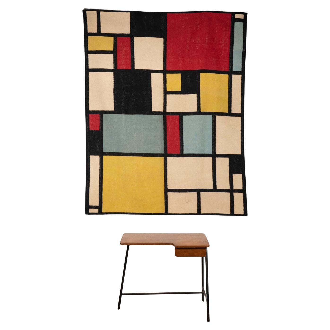 Teppich oder Wandteppich, inspiriert von Piet Mondrian. Zeitgenössische Arbeit