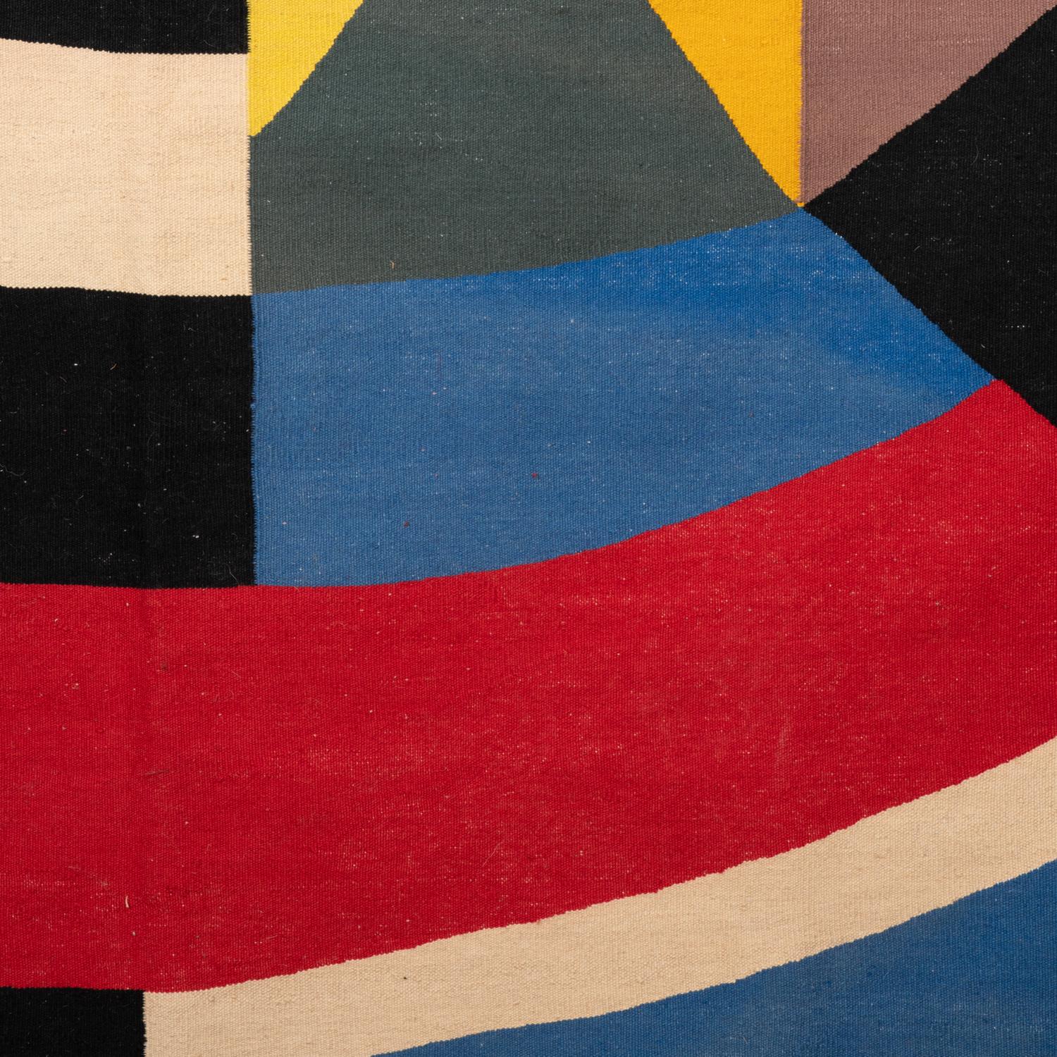 Hand-Knotted Rug, or tapestry, inspired by Sonia Delaunay. Contemporary work For Sale