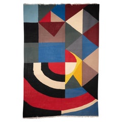 Vintage Rug, or tapestry, inspired by Sonia Delaunay. Contemporary work