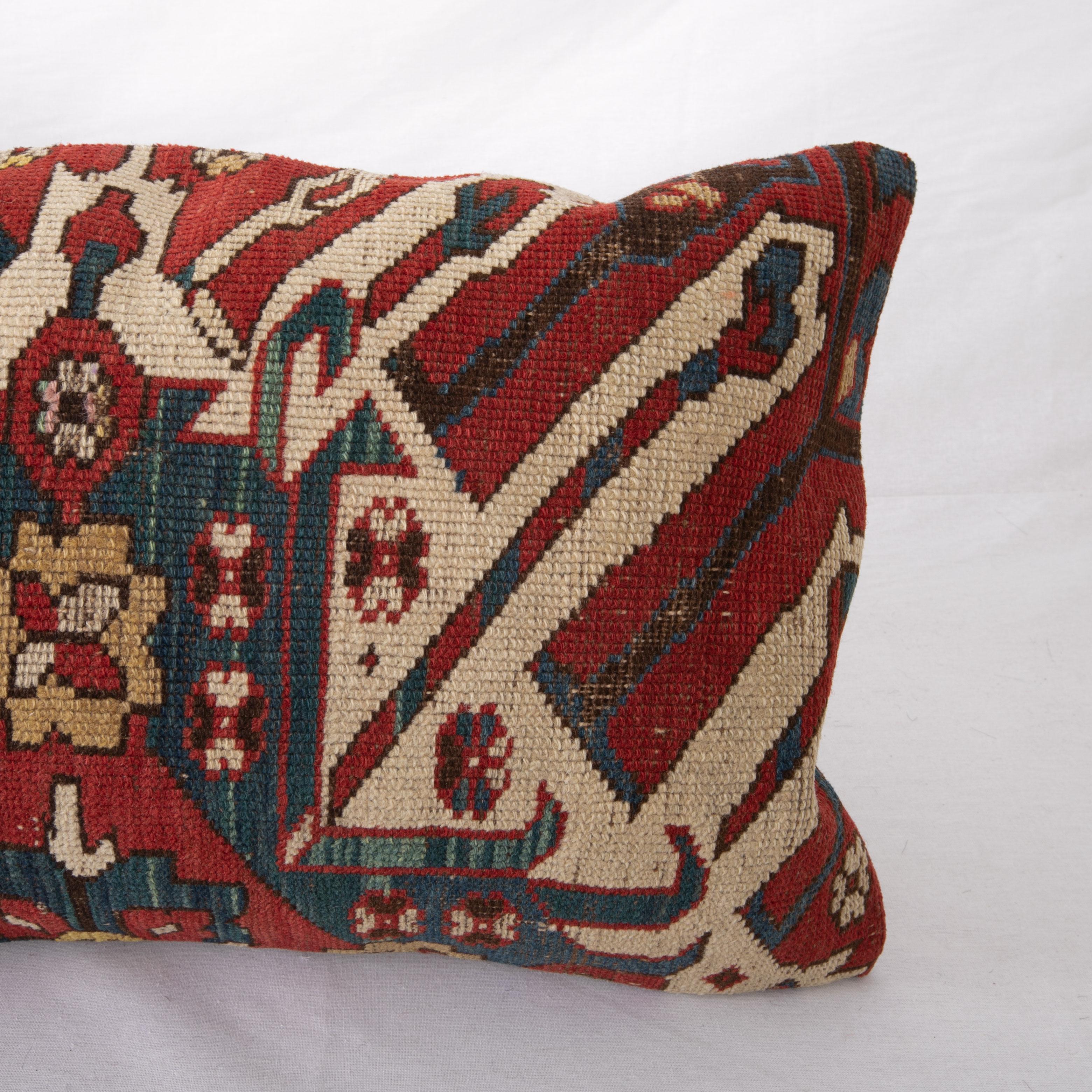 Hand-Woven Rug Pillow Cover Made from a Caucasian Eagle Kazak Rug, Late 19th C. For Sale