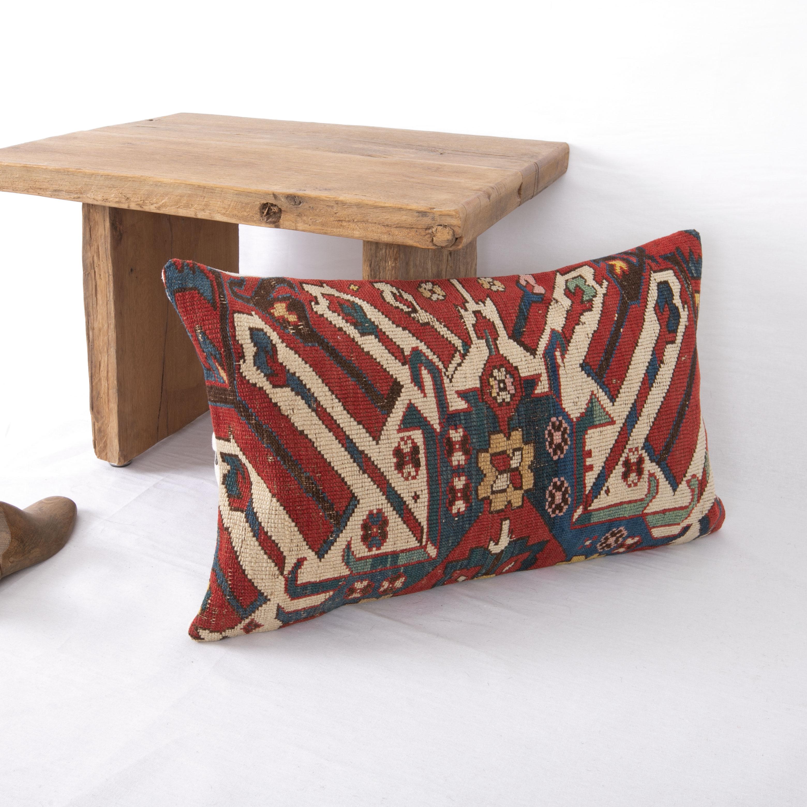 Rug Pillow Cover Made from a Caucasian Eagle Kazak Rug, Late 19th C In Good Condition For Sale In Istanbul, TR