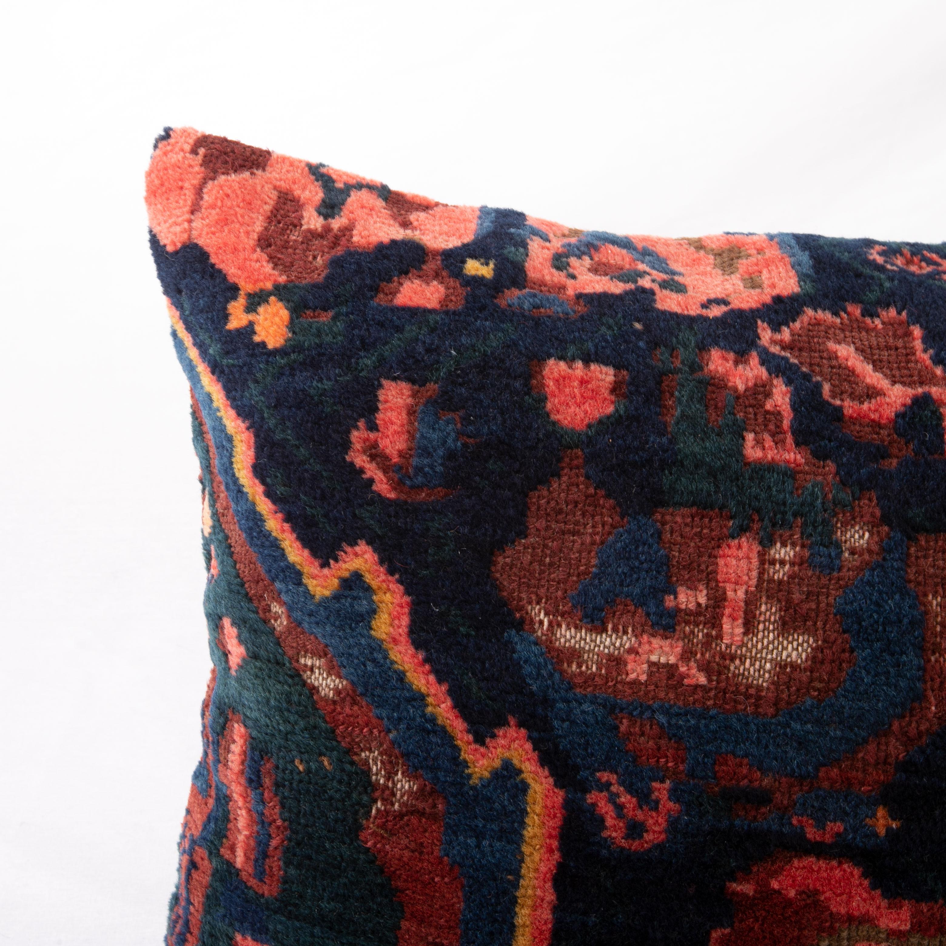 Tribal Rug Pillow Cover Made from a Caucasian Seychour Rug, Early 20th C. For Sale