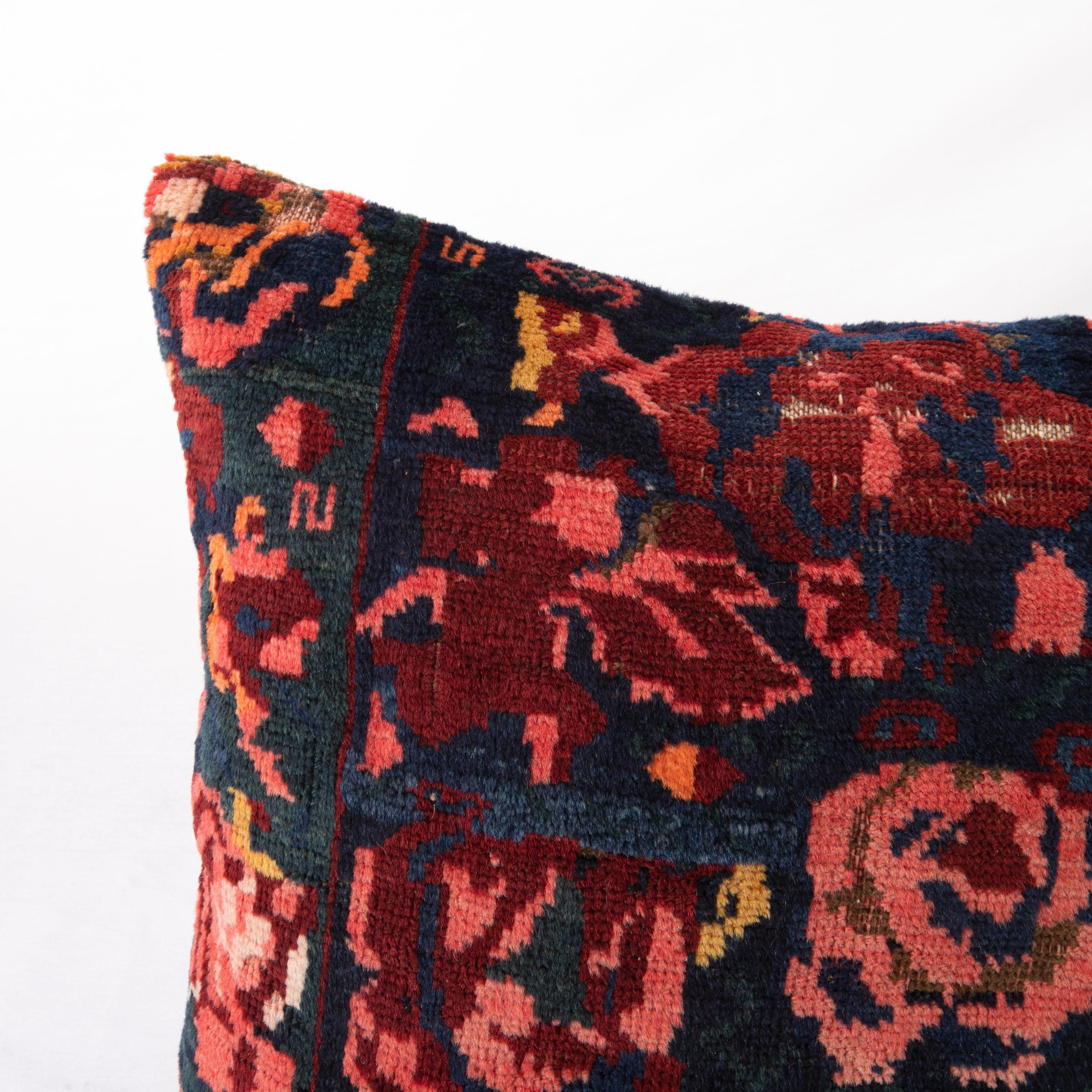 Tribal Rug Pillow Cover Made from a Caucasian Seychour Rug, Early 20th C For Sale