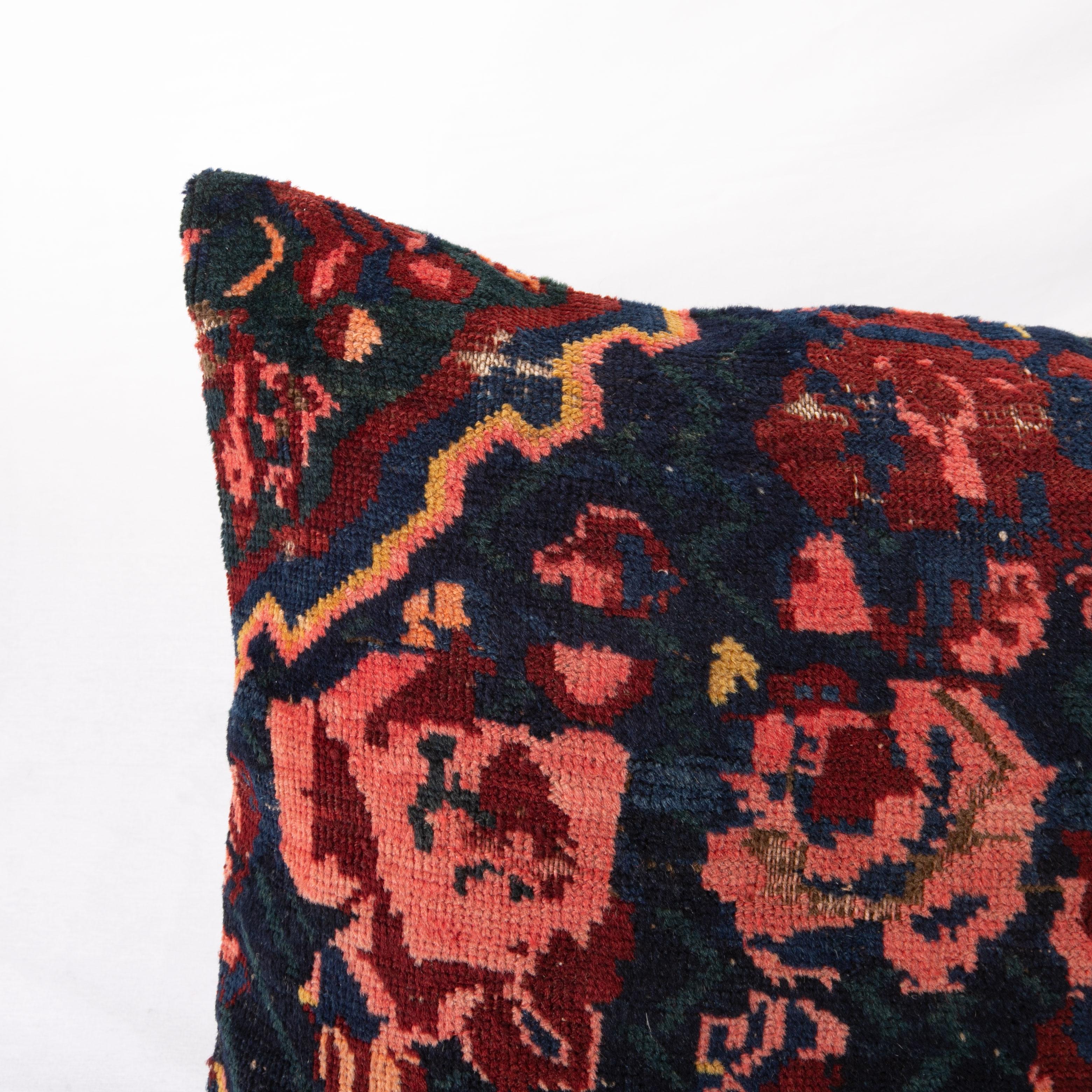 Tribal Rug Pillow Cover Made from a Caucasian Seychour Rug, Early 20th C. For Sale