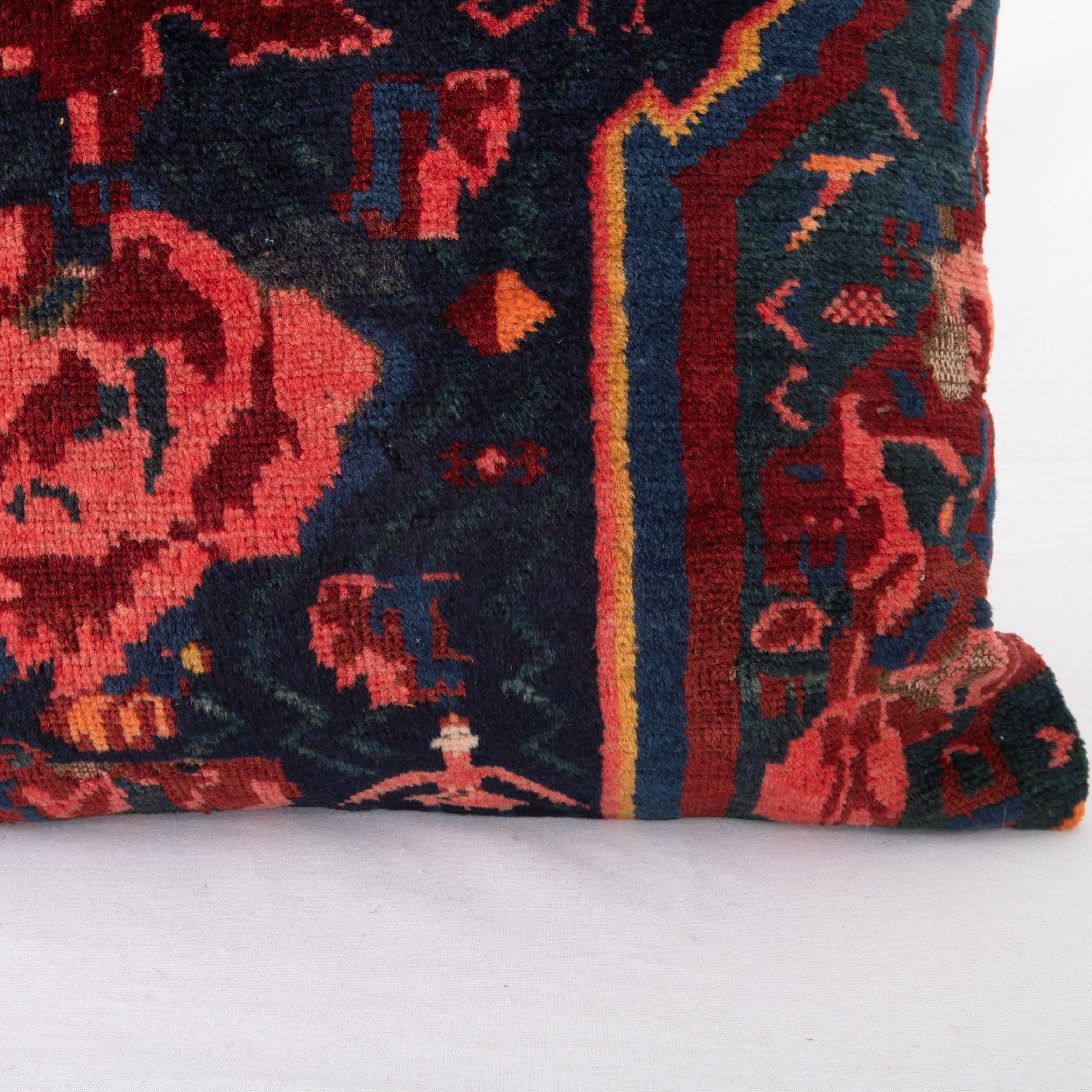 Hand-Woven Rug Pillow Cover Made from a Caucasian Seychour Rug, Early 20th C. For Sale