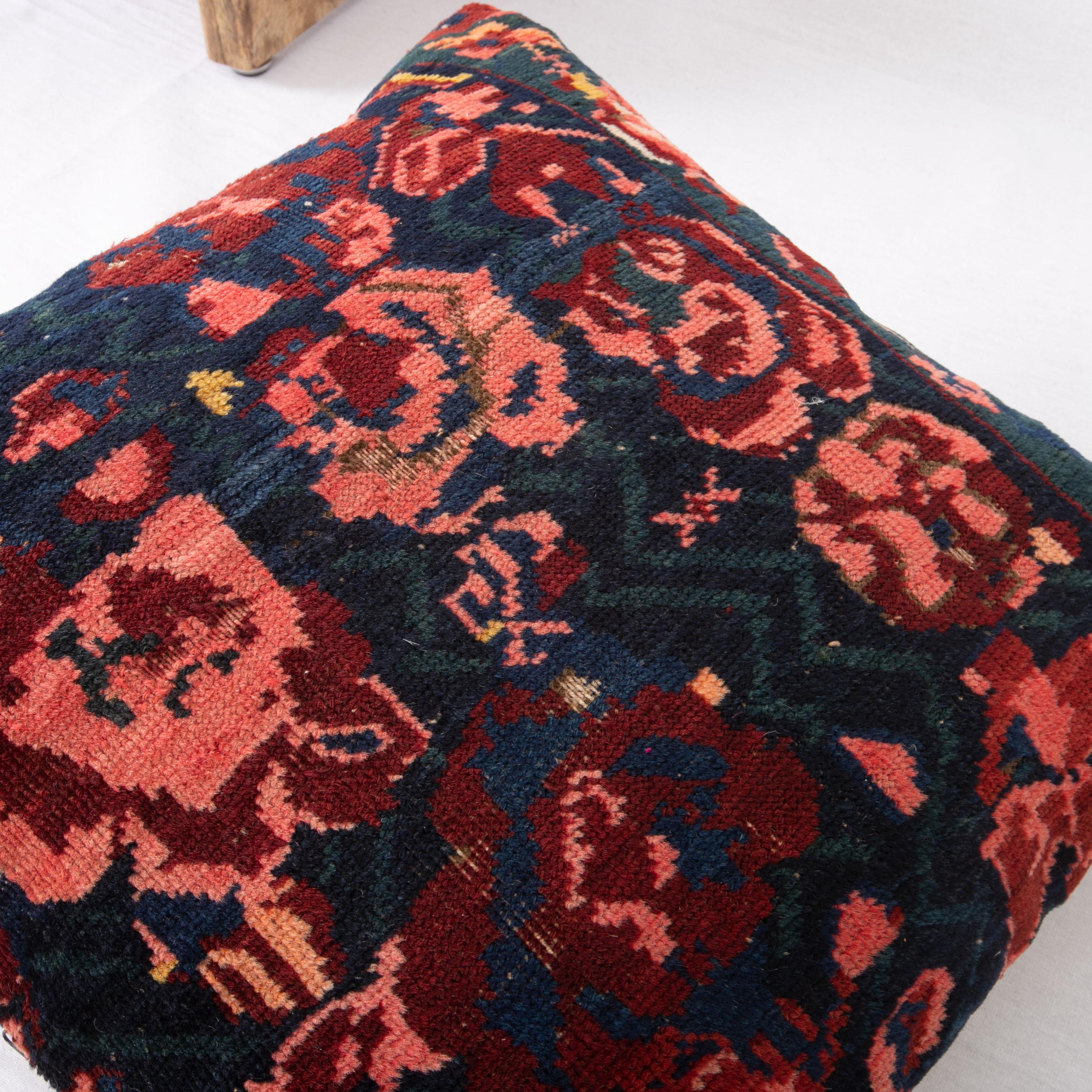 Wool Rug Pillow Cover Made from a Caucasian Seychour Rug, Early 20th C. For Sale