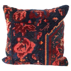 Retro Rug Pillow Cover Made from a Caucasian Seychour Rug, Early 20th C.
