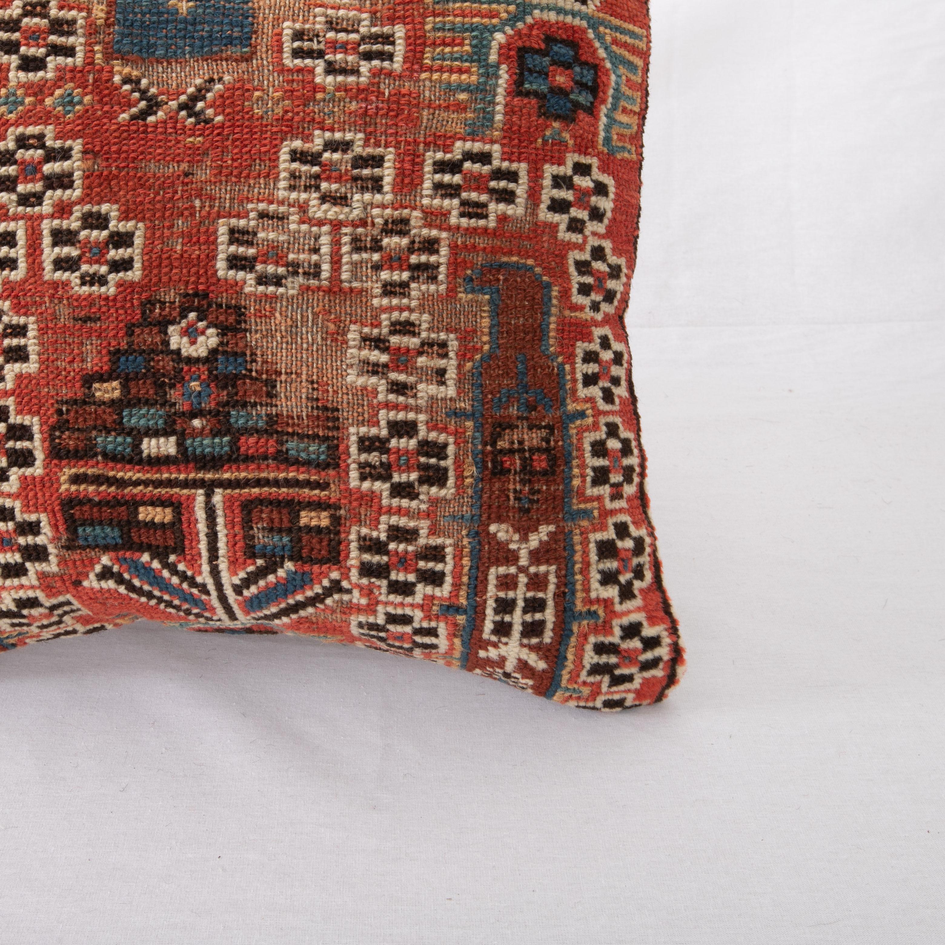 Hand-Woven Rug Pillow Cover Made from a Caucasian Shirvan Rug, Early 20th C. For Sale
