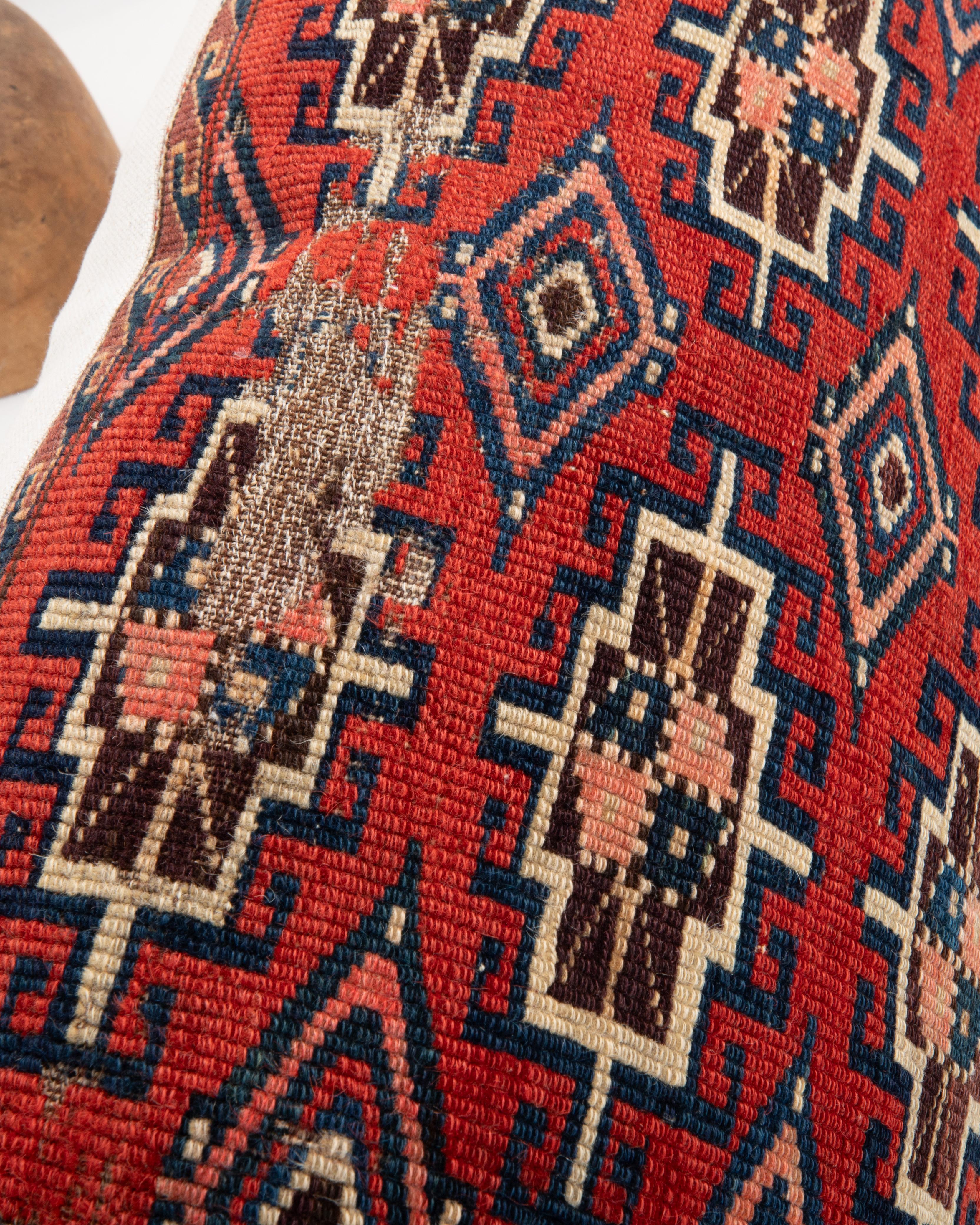 Wool Rug Pillowcase Made from an Antique Turkmen Bag For Sale