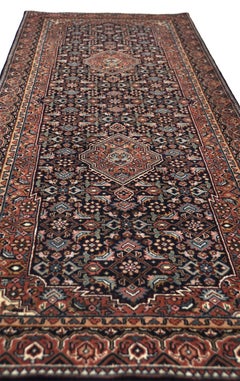 Rug Runner Wool Hand Knotted Brown Bidjar