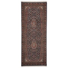 Rug Runner Wool Hand Knotted Brown Bidjar