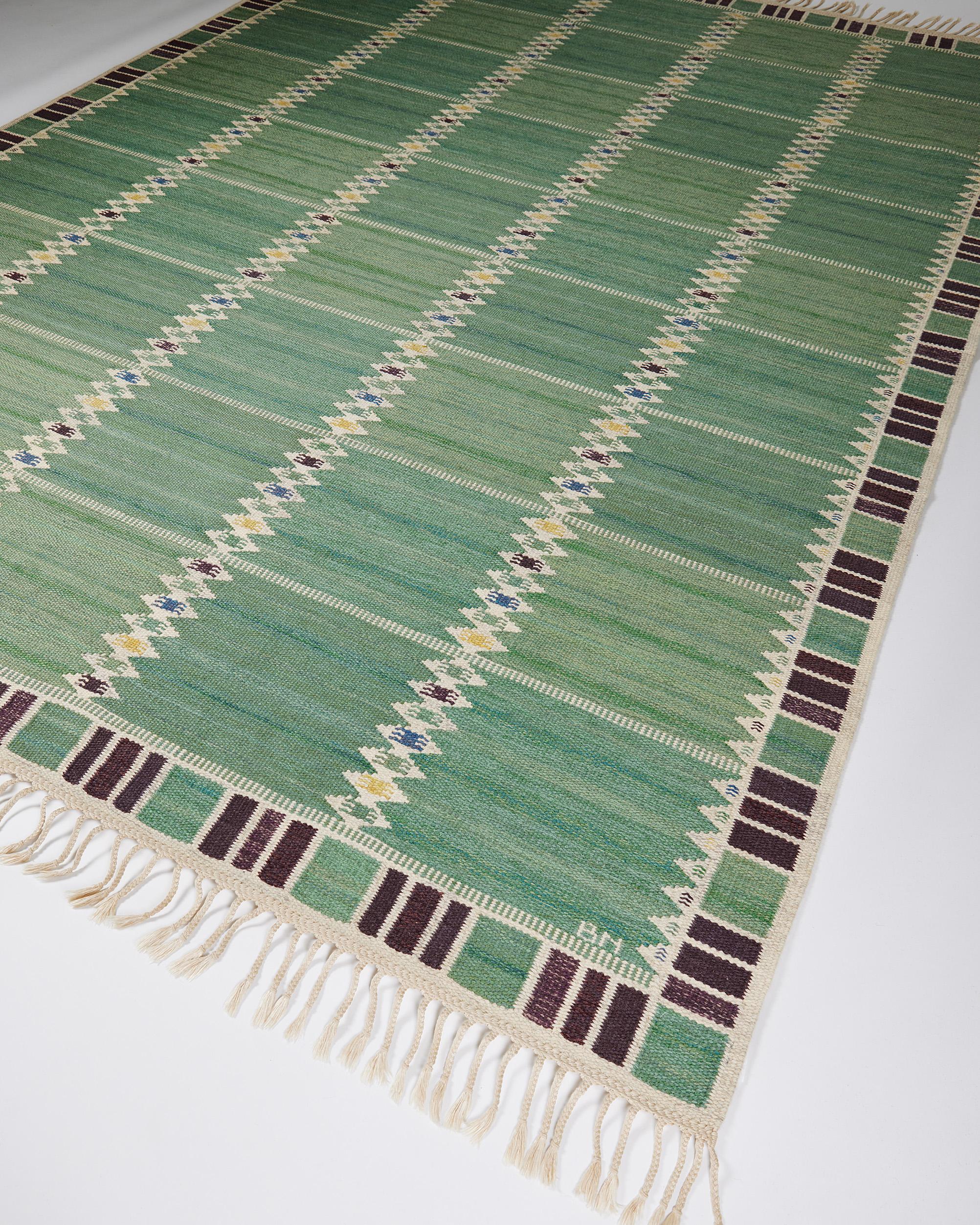 Mid-Century Modern Rug ‘Salerno Green’ Designed by Barbro Nilsson for MMF, Sweden, 1948