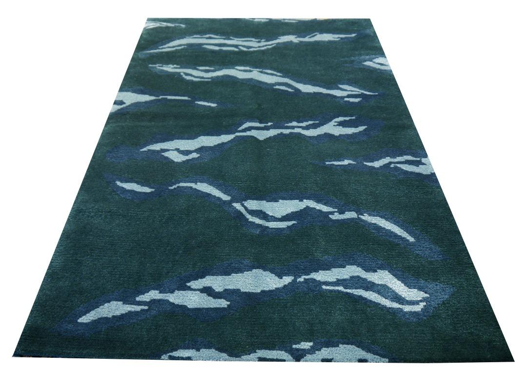 Teppich aus Seide und Wolle, handgeknüpft, Djoharian Kollektion, zeitgenössisches Design (Art déco) im Angebot