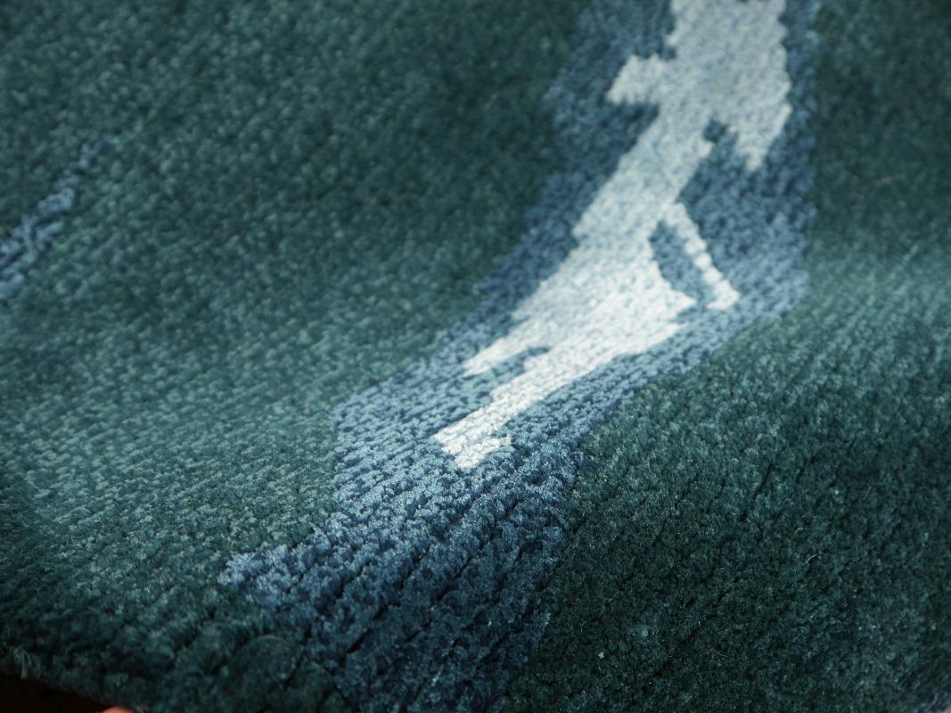 Tapis Tigre Soie Laine Noué à la main par Djoharian Collection Design/One Abstrait en vente 1