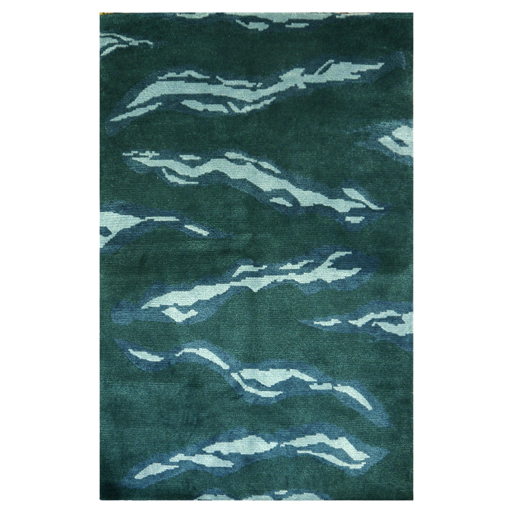 Teppich aus Seide und Wolle, handgeknüpft, Djoharian Kollektion, zeitgenössisches Design im Angebot