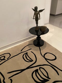 Rug Uncle Theodore - Wool Black Beige, Neutral, Lines, Portrait Handmade Carpet