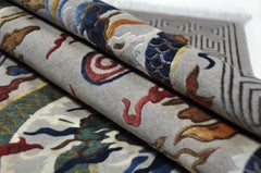 Rug - Carpet - Wool China Hand Knotted with Two Dragons in Gray