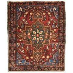 Rug Wool Hand Knotted Blue Red and Beige Teheran