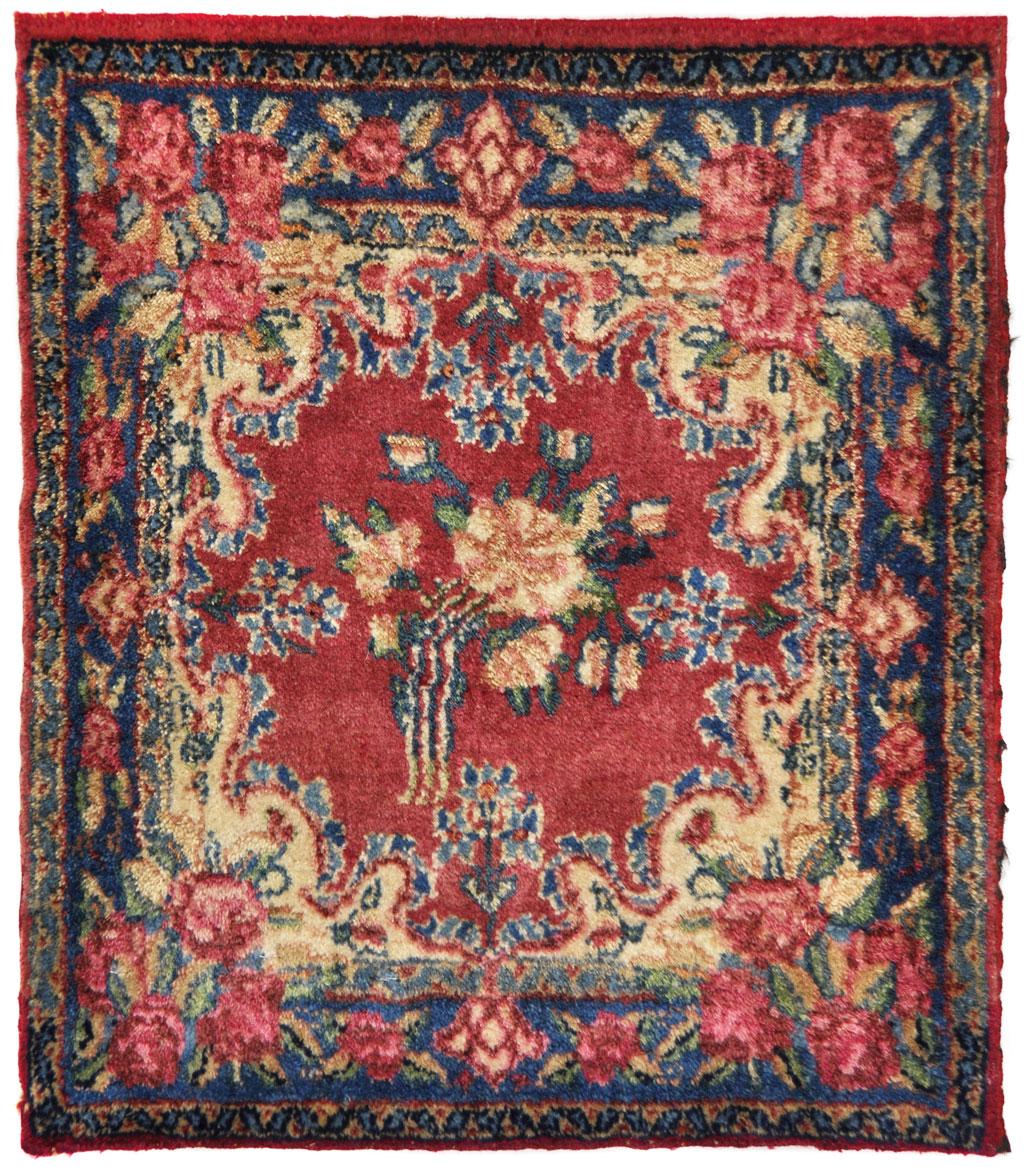 Indian Rug - Carpet - Wool Hand Knotted Red and Beige Kirman For Sale