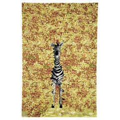 Contemporary by Fornasetti Carpet Rug Zebra Wool Silk Yellow Black White Small
