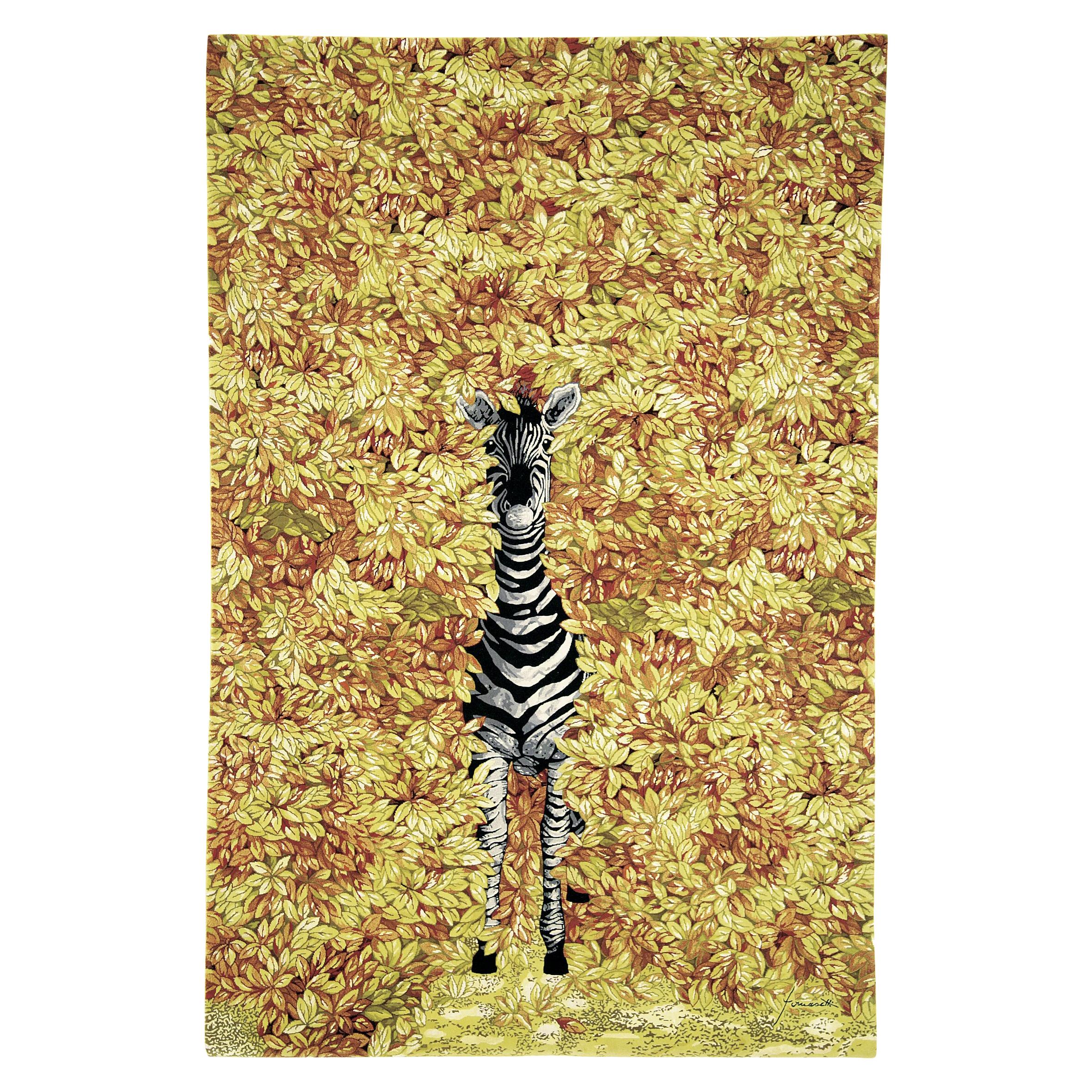 Contemporary by Fornasetti Carpet Rug Zebra Wool Silk Yellow Black White Large
