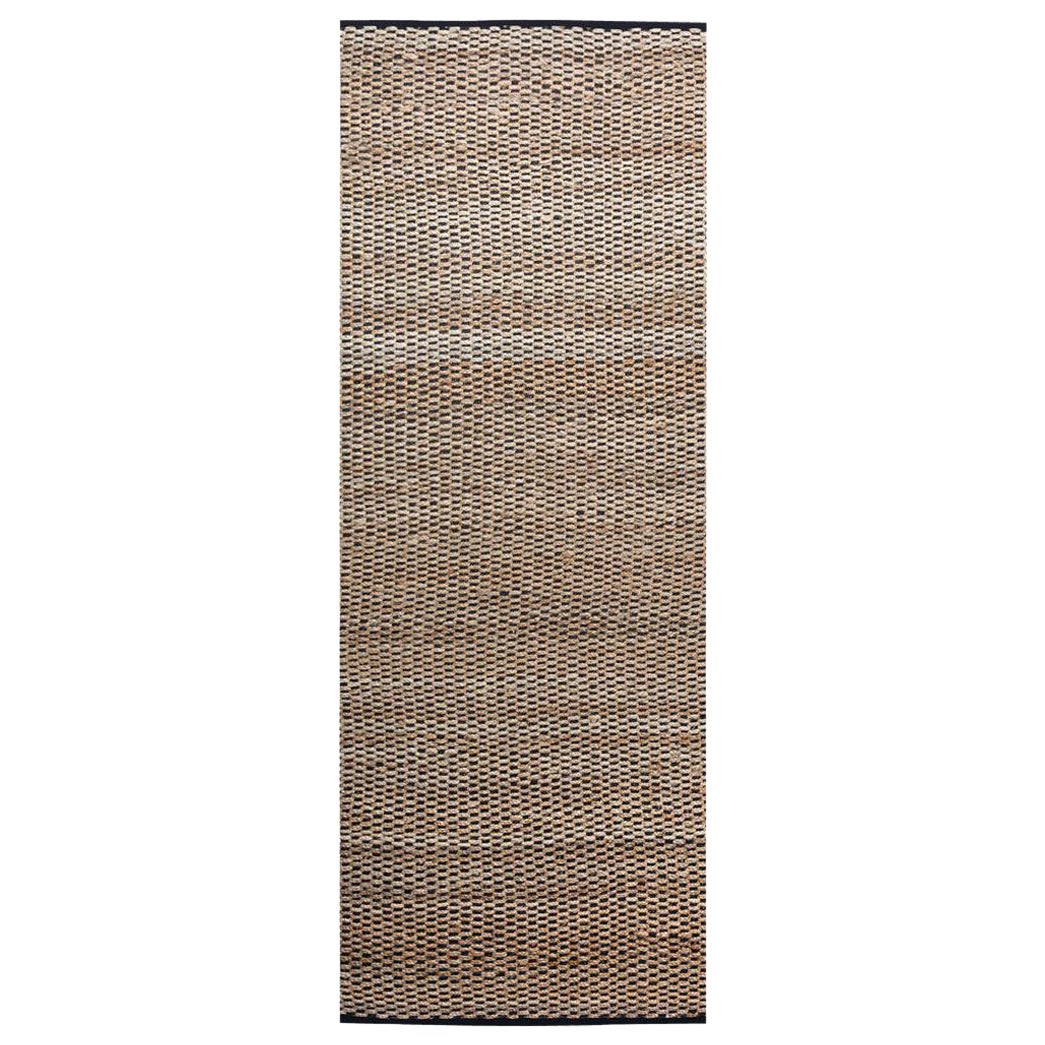 Tapis de couloir de rivière personnalisable en coton luxueux noir à ourlet froncé et large