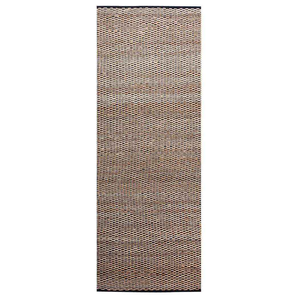 Tapis de couloir de rivière personnalisable en coton luxueux à ourlet froncé et à ourlet froncé noir, taille moyenne
