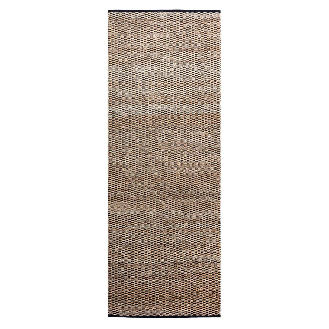 Tapis de couloir de rivière personnalisable en coton luxueux noir à ourlet froncé et large en forme de X
