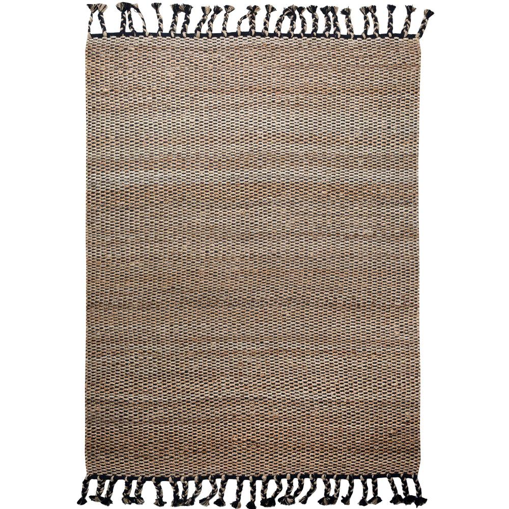 Rugged Hemp with Luxe Cotton Customizable River Weave Rug in Black Extra Large For Sale