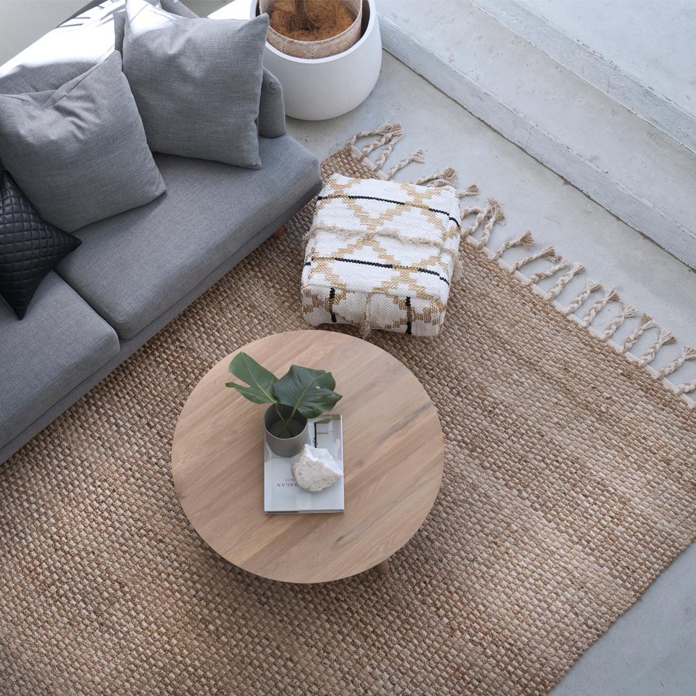 XXI secolo e contemporaneo Tappeto a trama fluviale personalizzabile in canapa e cotone di lusso in bianco extra large in vendita