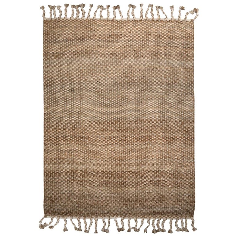 Rugged Hemp with Luxe Cotton Customizable River Weave Rug in White ...