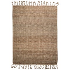 Rugged Hemp with Luxe Cotton Customizable River Weave Rug in White Large