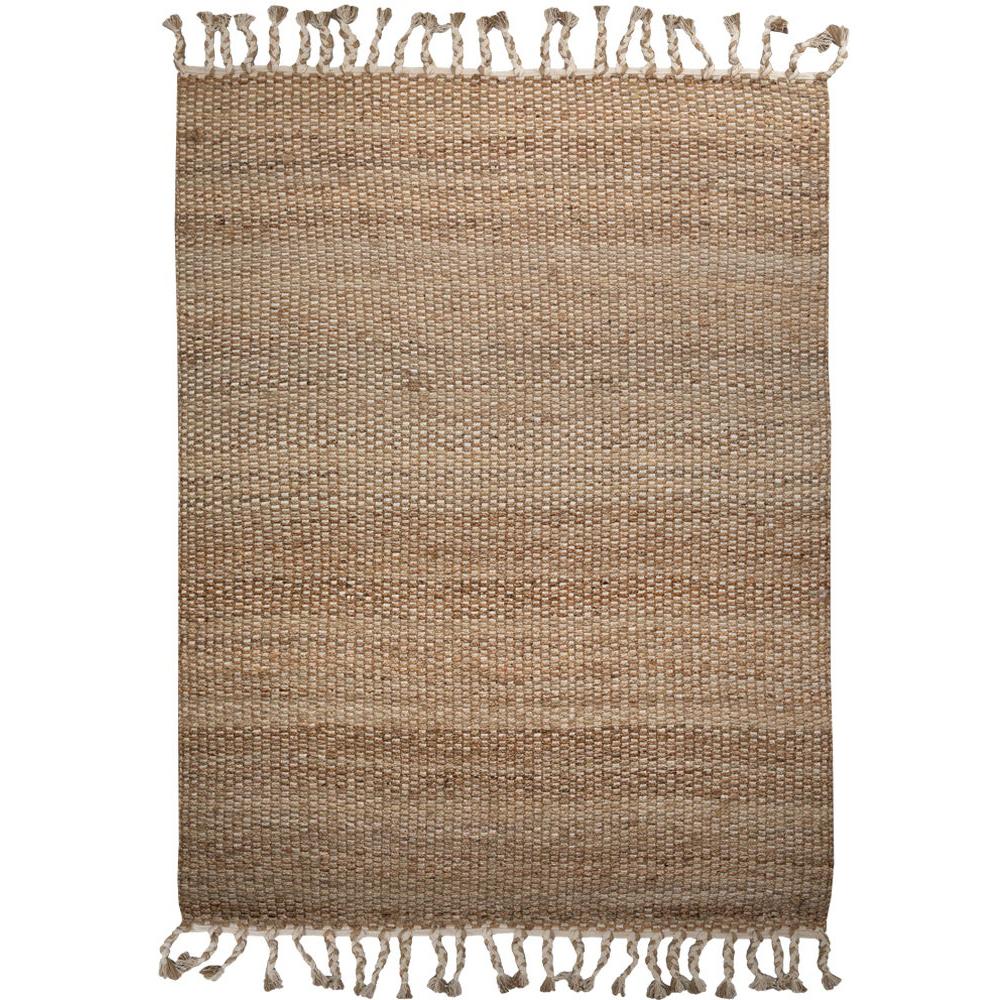 Rugged Hemp with Luxe Cotton Customizable River Weave Rug in White Small For Sale