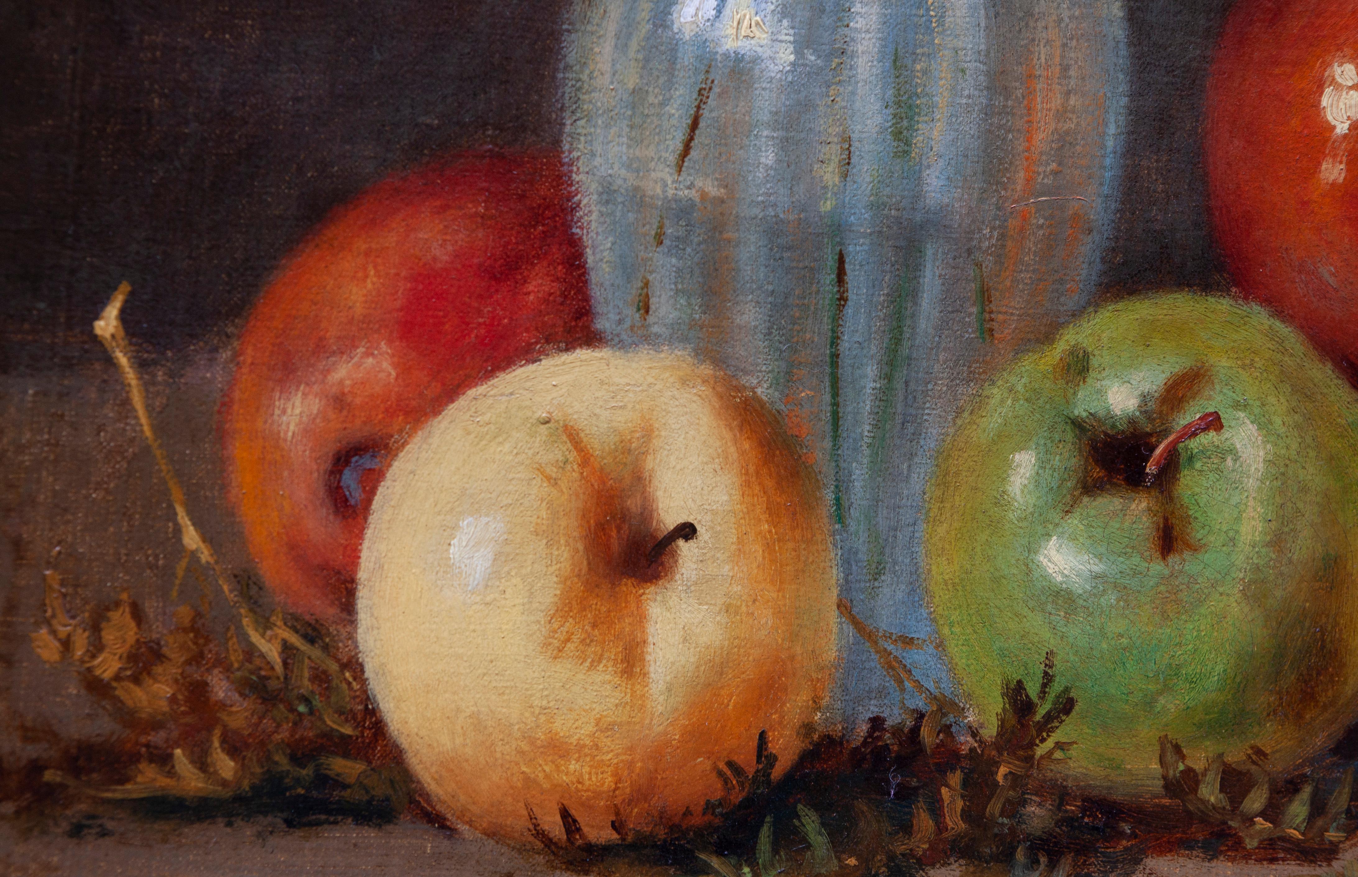 Ruggero Meneghini (Milan 1866 - 1938)

Still life with watermelon, apples and vase of flowers - 1905
Oil painting on canvas 
Coeval carved wooden frame
Signed and dated upper right
Size: 30x50.5 cm (50x71 cm including frame)
Provenance: Private