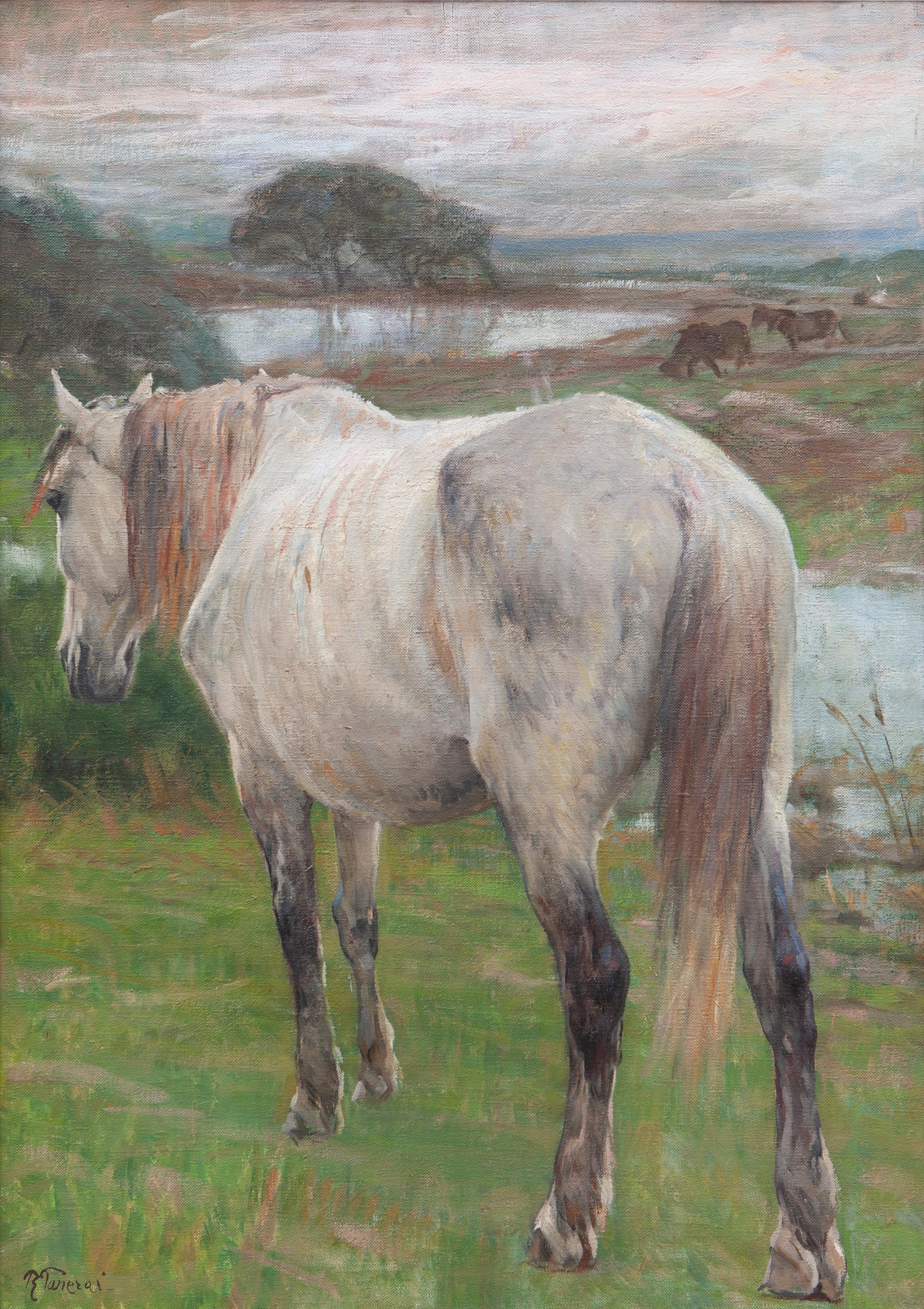 Grazing Horse - Painting by Ruggero Panerai (Firenze 1862-1923)