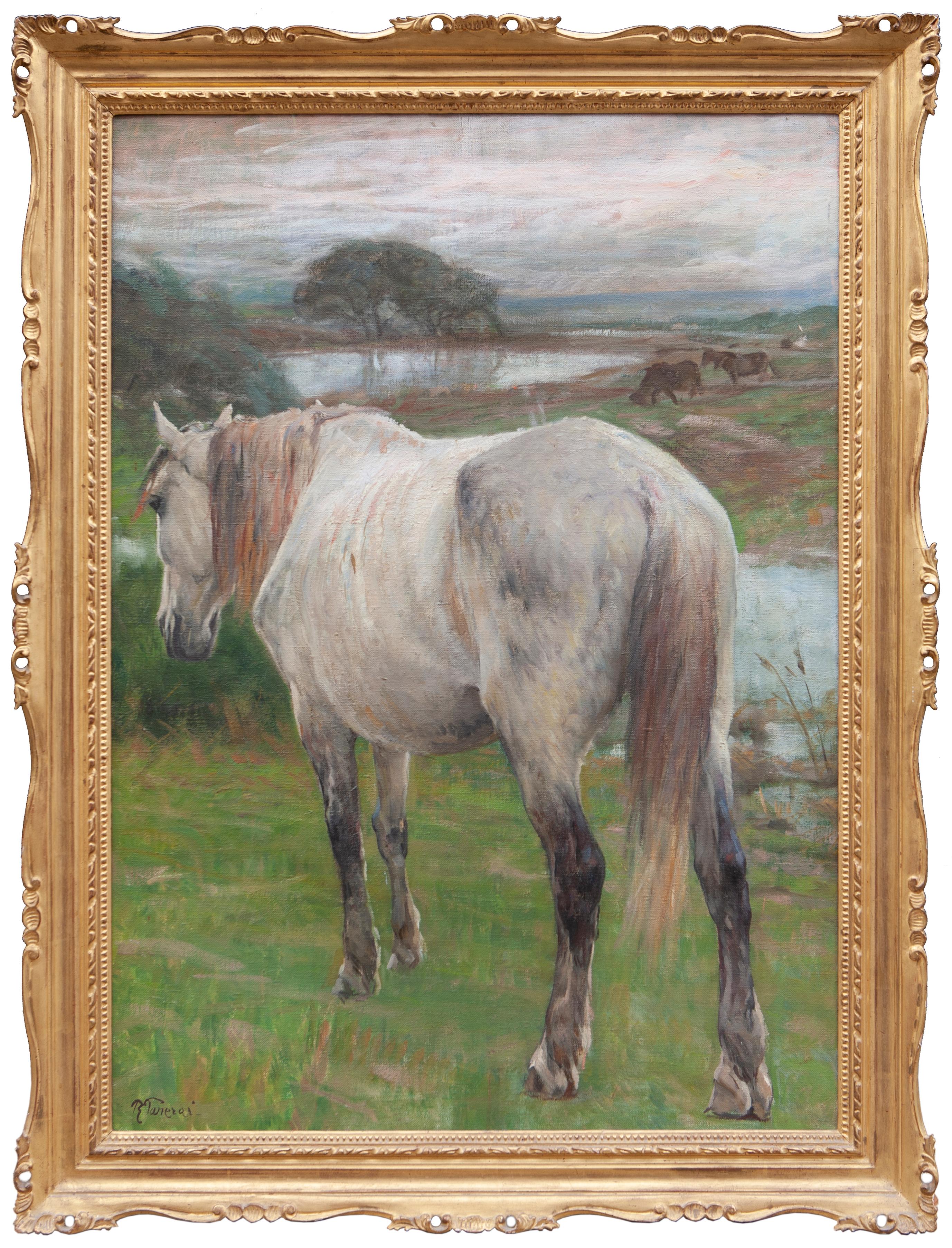Ruggero Panerai (Firenze 1862-1923) Animal Painting - Grazing Horse