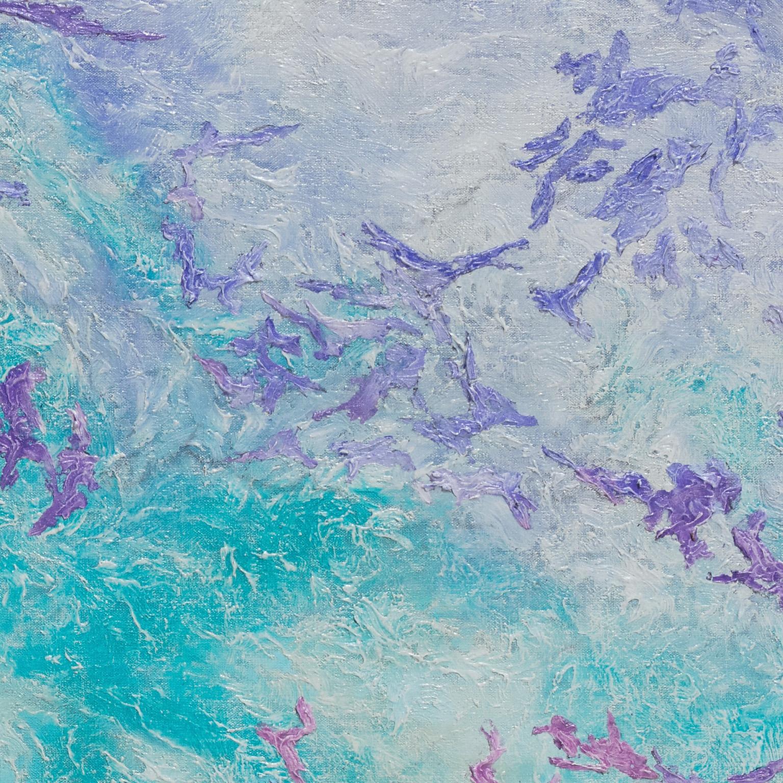 Battle of Colors, peinture expressionniste abstraite, orange, turquoise, violet 2