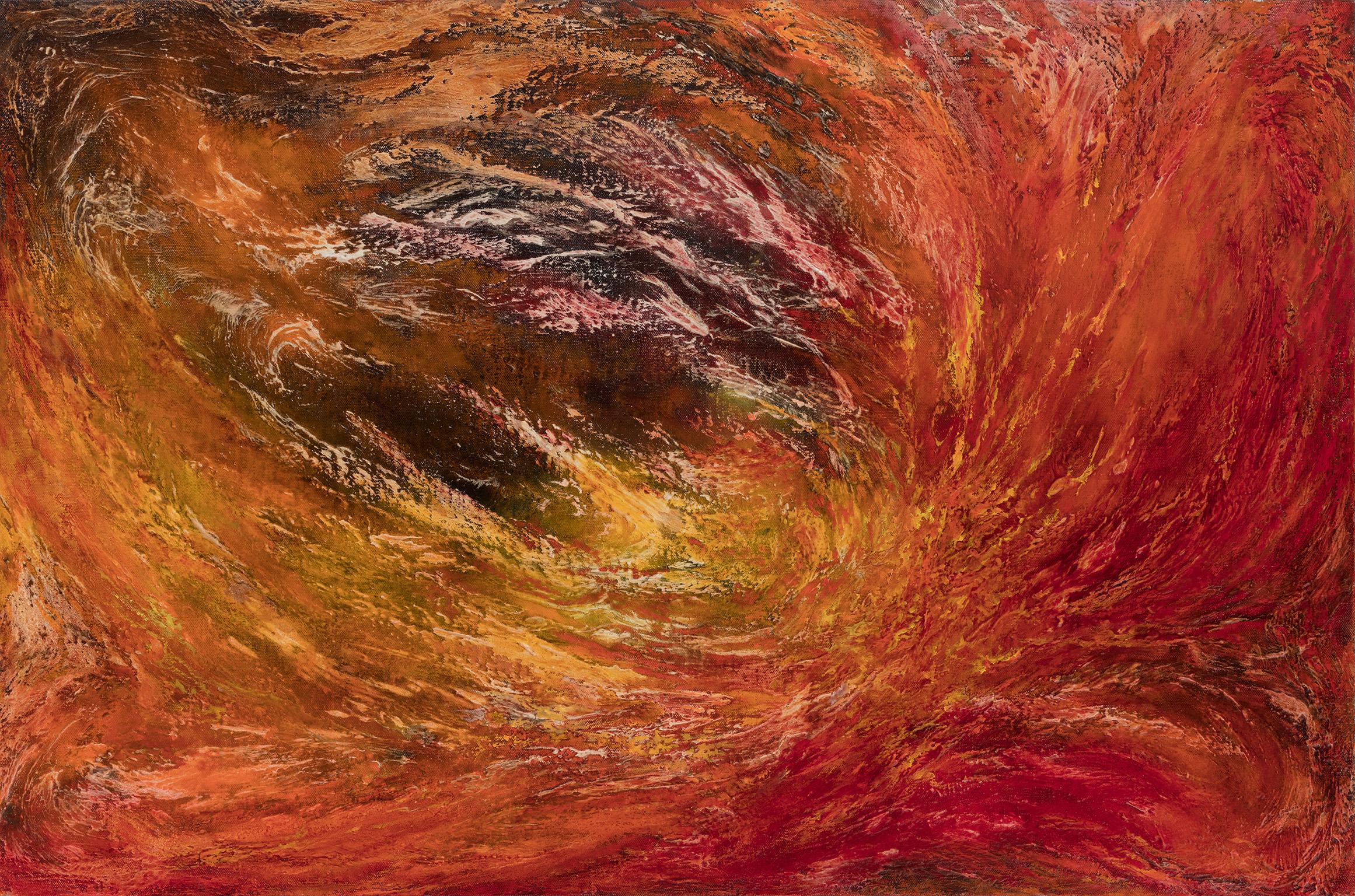 Dies Irae (Day of Wrath) - Abstract Gestural Oil Painting with Red and Orange