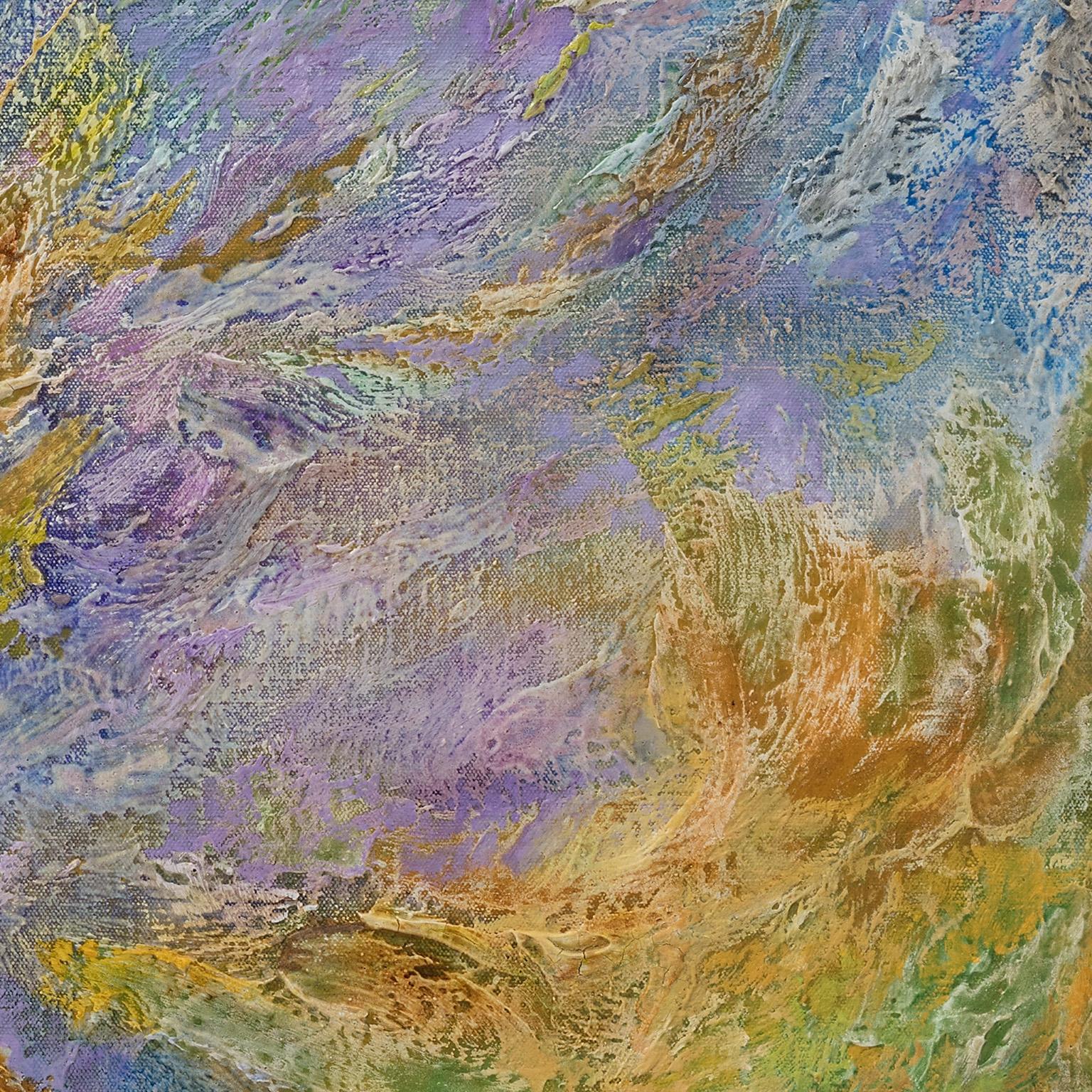 Enchanted Garden - Abstract Expressionist Painting, Green, Purple and Orange For Sale 3