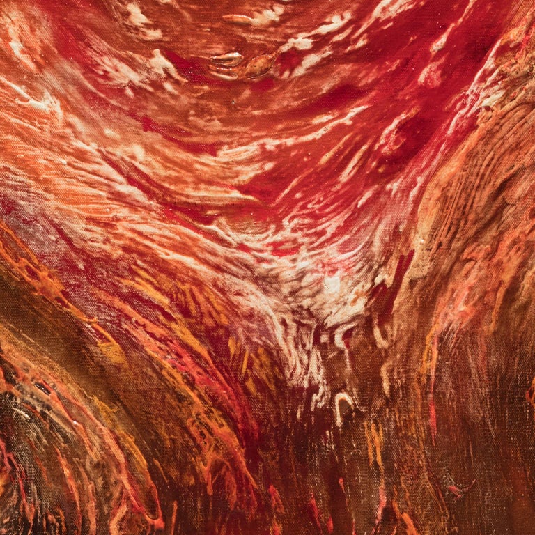 Ruggero Vanni Eruptions Abstract Gestural Oil Painting with Red and