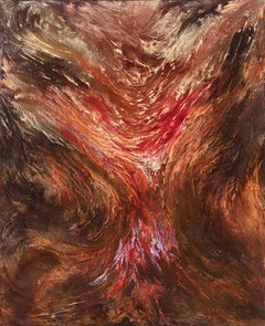 Eruptions - Abstract Gestural Oil Painting with Red and Brown Colors