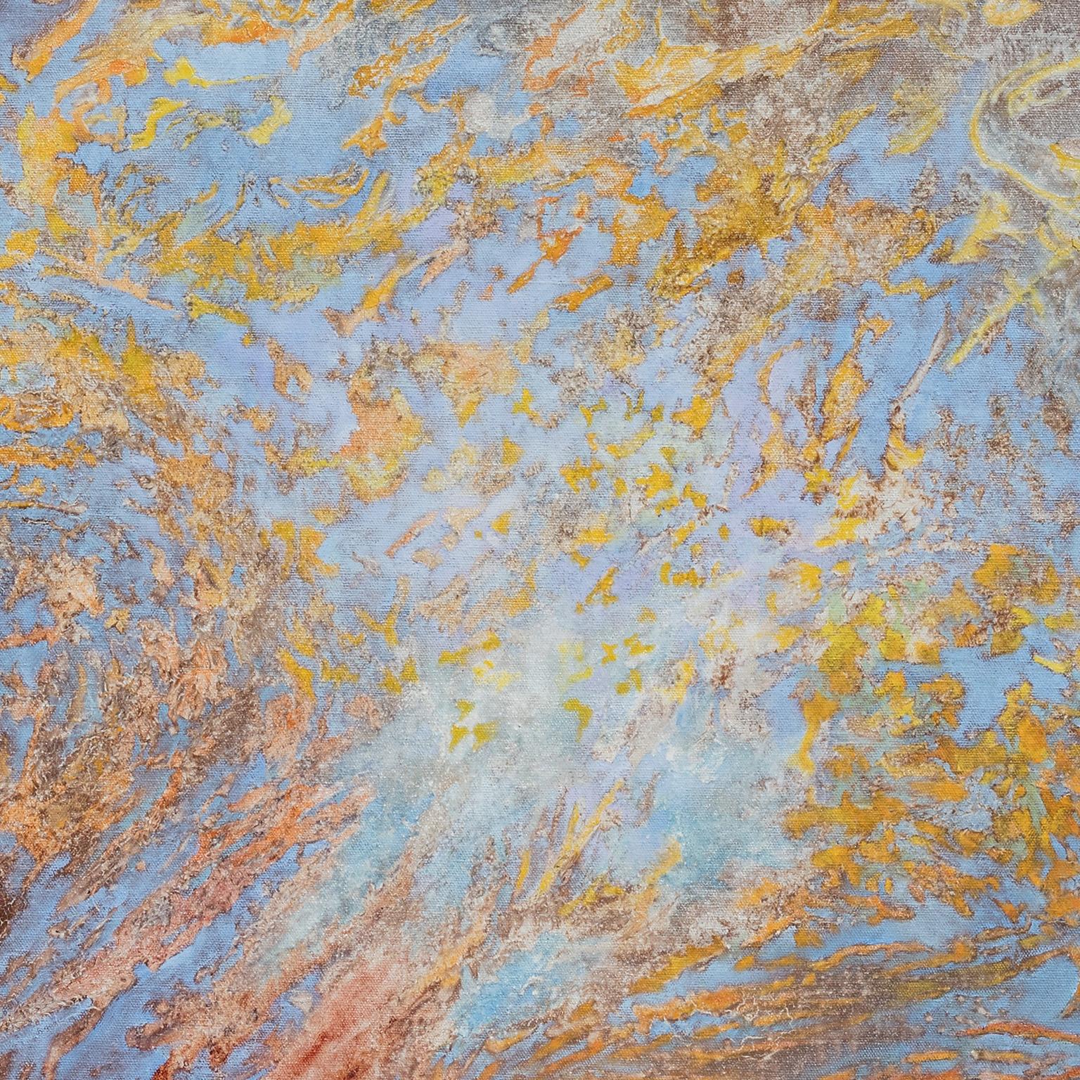 Materia y Antimateria - Pintura Expresionista Abstracta, Colores Pastel, Cielo - Painting Abstracto de Ruggero Vanni