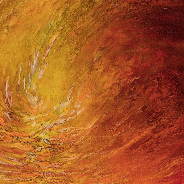 Occasus (Sunset) - Abstract Gestural Oil Painting with Red and Orange - Brown Abstract Painting by Ruggero Vanni