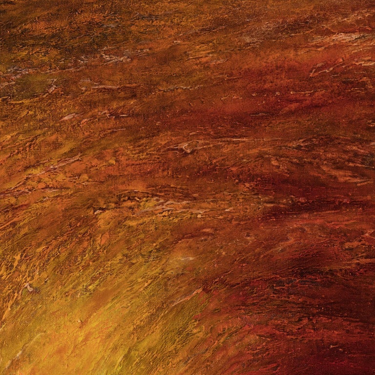 Occasus (Sunset) - Abstract Gestural Oil Painting with Red and Orange For Sale 2