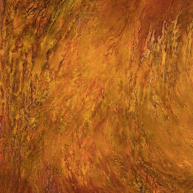 Occasus (Sunset) - Abstract Gestural Oil Painting with Red and Orange For Sale 3