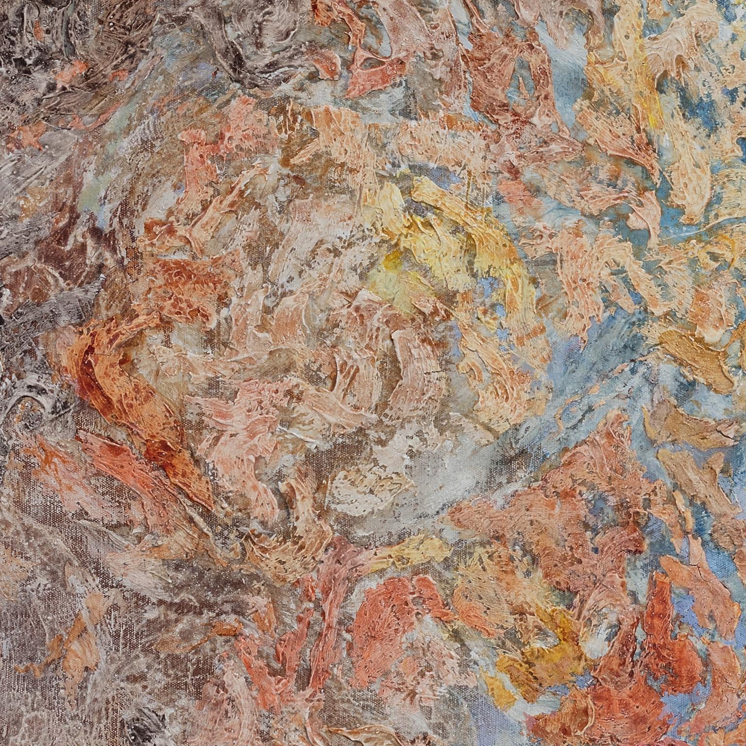Ricerca della stabilità - Pittura espressionista astratta con colori tenui - Painting Astratto di Ruggero Vanni