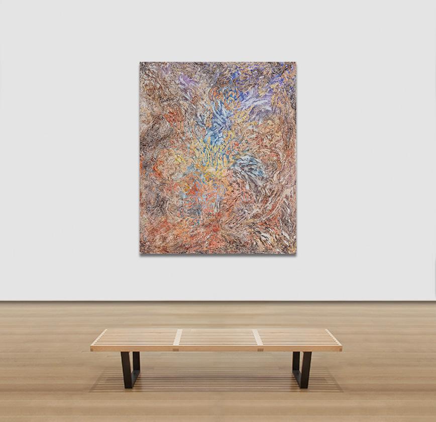 Ricerca della stabilità - Pittura espressionista astratta con colori tenui 1