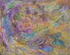 Struggle of Color and Matter - Abstract Expressionist Painting, Purple, Yellow