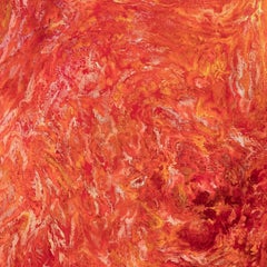 Summer Swirls - Red and Orange Abstract Gestural Oil Painting