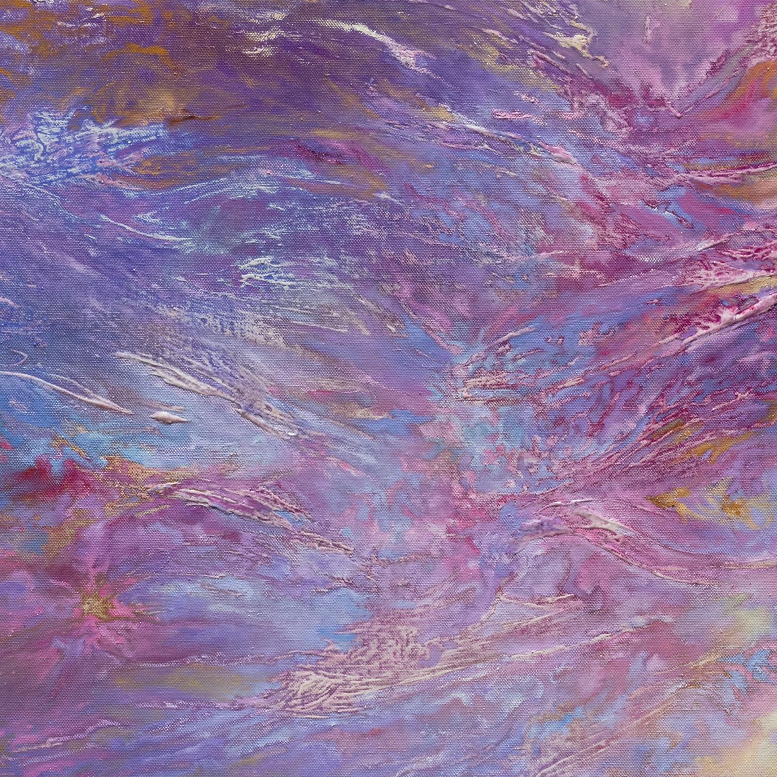Ver Vernat (Spring Swirls) - Abstract Purple Painting with Reference to Nature - Gray Landscape Painting by Ruggero Vanni